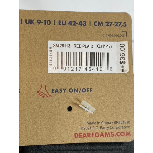 DEARFOAMS Women's Red Plaid Mama Bear Logo Clog Slippers SZ XL(11/12) - Picture 10 of 10